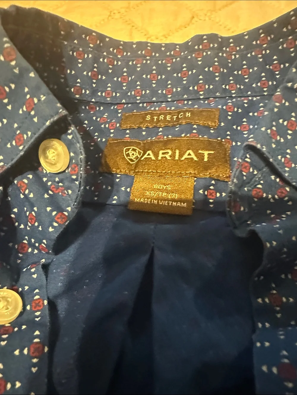 Ariat Blue Short-Sleeve Button-Down Shirt with Micro Dot Print - Picture 3 of 6